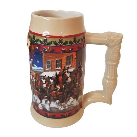 Budweiser Clydesdales Holiday Stein Old Town Holiday in Orig Box 2003‎ Christmas - Picture 1 of 11